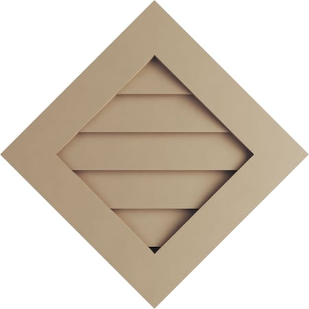 Ekena Millwork Timberthane Rustic Smooth Diamond Faux Wood Non-Functional Gable Vent, Primed Tan, 24"W x 24"H GVURDI24X24DSMPR